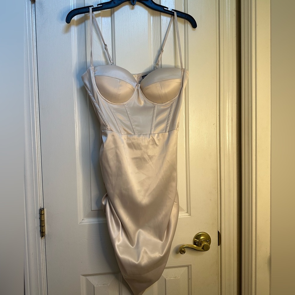 Pearl Satin Corset Synched Body-con Dress